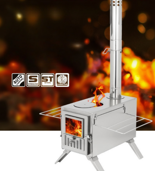 New Design Foldable Firewood Burner For Outdoor Ice Fishing Tent Long Chimney Portable BBQ Stove Easy Carry