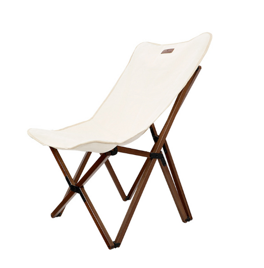 Factory OEM ODM Long Backrest Solid Wood Folding Camping Chair Butterfly Chairs Moon Chair