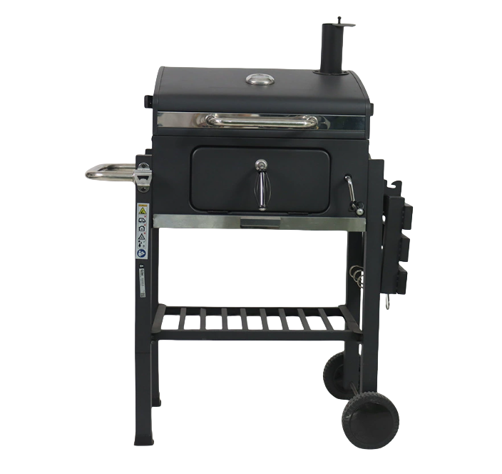 Premium Large Outdoor Charcoal BBQ Grill Cart With Foldable Side-Shelf Barbecue Stove Burner