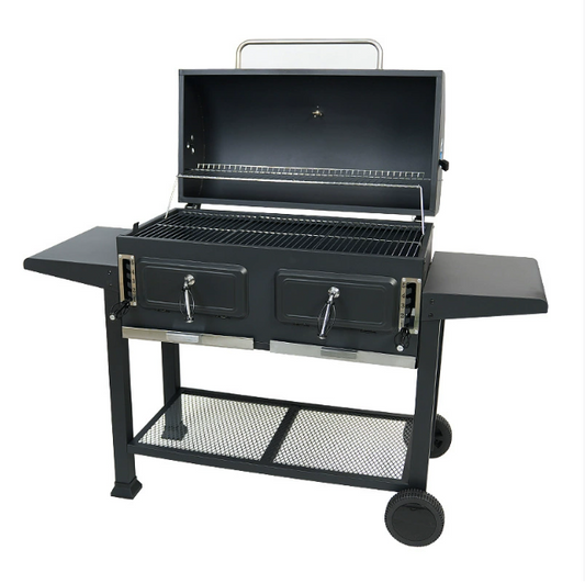 Extra Large Baking Space 2 Adjustable Charcoal Tray Outdoor Portable Charcoal Grill With Double Side-Shelf For Backyard Patio Camping Picnic Barbecue Stove