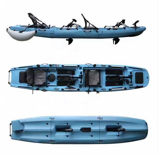 Modular 3 Section Double Seat 2 Person Detachable Fishing Kayak With Peda