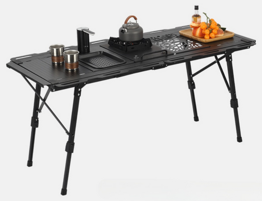 New Arrival Quick Set Up BBQ Grill Table IGT 5 Unit Folding Camping Table Functional Foldable Desk