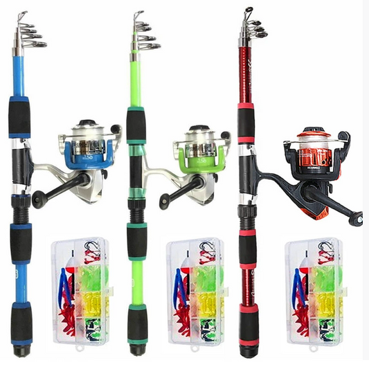 Portable Seawater Mini Ultra-Light Fishing Rod Set With Lures Fishing Poles Fishing Reel Set